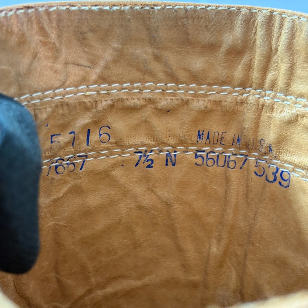 Vintage Womens Western Cowboy Boots 7.5N Tan Leather Longhorn USA Made Campus - Picture 15 of 16